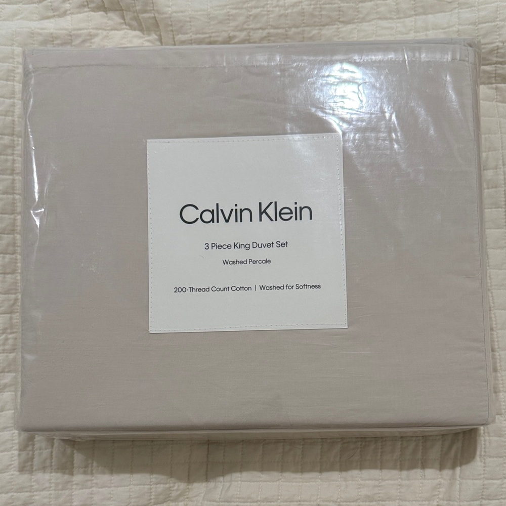 Calvin Klein Light Beige 3 Piece King Duvet Set